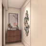 Walnut Foyer Design with Art, Panel Molding And Smart Cabinets
