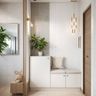 White Compact Storage Modern Foyer Design with Lift-Up Bench