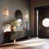 Arched Mirror Foyer Design with Fluted Console Storage