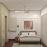 Contemporary Guest Bedroom Design with Beige Upholstered Queen Bed