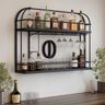 Home Bar Design in Matte Black with Metal Frame Storage