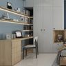 Muted Blue Wall Paint Design for Bedrooms and Study Zones
