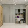 Modern Home Office Design with Integrated Desk and Wardrobes
