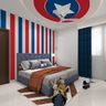 Superhero Theme Modern Kids Bedroom Design with Star Ceiling