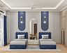 Twin Contemporary Kids Bedroom Design with Arch Lighting and Shared Dresser