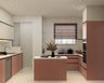 Island Kitchen Design with Quartz Countertop and Poppy and Champagne Matte Finish Cabinets