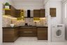 U-Shaped Modern Kitchen Design with Yellow Accent Storage and Utility Alcove