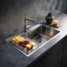 Stainless Steel Kitchen Sink Design with Integrated Drainboard