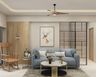 Living Room Design with Powder Blue Sofa and Two-Tier Center Table