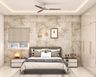 Bedroom Wallpaper Design with Repetitive Neutral Botanical Leaf Patterns