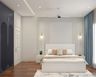 Contemporary Master Bedroom Design with Built In Wardrobe and White Bed