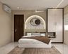 Modern Master Bedroom Design with Arched LED Feature Wall