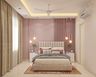 Dual Tone Modern Master Bedroom Design with Fluted Panels and Queen Bed