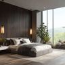 Master Bedroom Design With Textured Wood Paneling and King Bed
