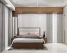 Minimal Master Bedroom Design with Fluted White Panels and Underbed Storage