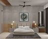 Contemporary Master Bedroom Design With Two Tone Accent Wall and Floating TV Unit