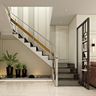 L-Shaped Staircase Design in Wood Metal