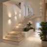 Staircase Design with L-Shaped Layout and Floating Wood Treads