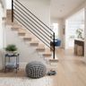 L-Shaped Staircase Design with Light Wood and Concrete Materials