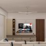 Grey TV Unit Design with Vertical Curated Display
