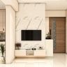 Rose Granium Modern Living TV Unit Design with Marble Wallpaper