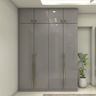 4-Door Pearl Swing Wardrobe Design with Glossy Finish and Overhead Storage