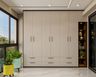 Contemporary 6-Door Swing Wardrobe Design with Open Display Shelves