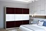 Violet and White Sliding Wardrobe Design with Glossy Finish