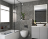 Compact Grey Finish Bathroom - Livspace
