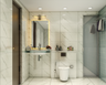 Contemporary Bathroom With Backlit Mirror - Livspace