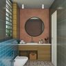 Blue And Salmon Pink Bathroom Design - Livspace