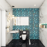 Blue Geometric Bathroom Design - Livspace