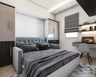 Grey Master Bedroom With Study Unit - Livspace