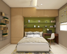Compact Green And Brown Master Bedroom Design - Livspace