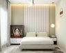 Off-White Master Bedroom With Pooja Unit - Livspace