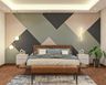 Modern Bedroom Design With Pastel Geometric Wall - Livspace