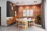 Rustic Dining Room Design With Open Brick Accent Wall - Livspace
