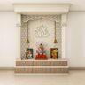 Traditional Pooja Room With Creamy White Pillars - Livspace