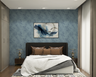 Blue Damask Bedroom Wallpaper - Livspace