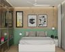 Contemporary Green And Beige Bedroom - Livspace