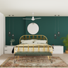 Bohemian Guest Bedroom With Dark Green Wall - Livspace