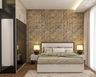 Warm-Toned Bedroom Wallpaper - Livspace