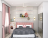 Pink and Grey Kids Room Design - Livspace