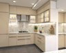 Beige Modular Kitchen - Livspace