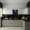 Black And White L-Shaped Kitchen - Livspace