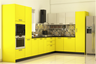 L-Shaped Bright Yellow Kitchen Design - Livspace