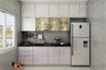 Modern Kitchen Design With Grey Dado Tiles - Livspace