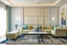 Modern Living Room In Blue And Gold - Livspace