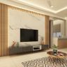 Modern TV Unit With Wooden Battens - Livspace