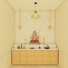 Neutral-Toned Pooja Room - Livspace